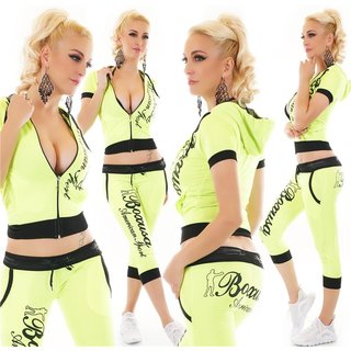Womens Crazy Age sport set jogging suit neon yellow-black