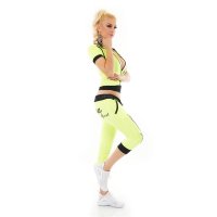 Damen Crazy Age Jogginganzug Sport-Set Neon Gelb/Schwarz 36 (S)