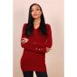 Damen Feinstrick-Pullover mit goldfarbenen Knöpfen Bordeaux