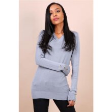 Womens fine-knitted sweater with buttons grey