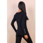 Womens fine-knitted long sweater with buttons black