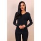 Womens fine-knitted sweater with buttons black