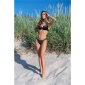 Sexy womens halterneck wire bikini with chain print black