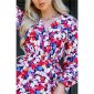 Short womens long-sleeved wrap dress with flowers multicolor