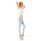 Skinny womens crashed look jeans with zips light blue UK 12 (M)