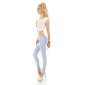 Skinny womens crashed look jeans with zips light blue UK 16 (XL)