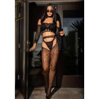 Sexy 3 pcs womens lingerie set top, stockings+string black