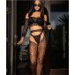 Sexy 3 pcs womens lingerie set top, stockings+string black