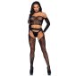 Sexy 3 pcs womens lingerie set top,stockings+string black Onesize (UK 8,10,12)
