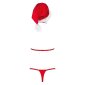 Sexy 3-tlg Damen Weihnachtskostüm Dessous-Set Rot-Weiß