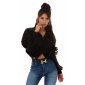 Elegante Damen Satin Wickelbluse mit Fledermausärmeln Schwarz