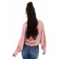Elegante Damen Satin Wickelbluse mit Fledermausärmeln Altrosa
