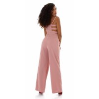 Elegant womens strap jumpsuit with wide leg antique pink