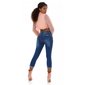 Sexy womens 7/8 destroyed skinny jeans dark blue