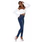 Close-fitting womens skinny high waist jeans dark blue UK 14 (L)