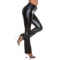 Lined womens faux leather bootcut trousers black