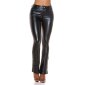 Lined womens faux leather bootcut trousers black