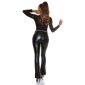 Lined womens faux leather bootcut trousers black
