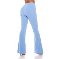 Womens high waist bootcut cloth trousers with zips baby blue