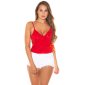 Sexy womens strappy top with flounces red