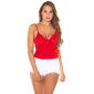 Sexy Damen Spaghettiträger-Top mit Volants Rot