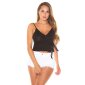 Sexy womens strappy top with flounces black