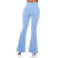 Damen High Waist Bootcut Stoffhose mit Zippern Babyblau Einheitsgröße (34,36,38)