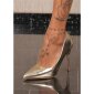Sexy womens court shoes high heels faux leather gold