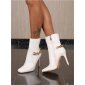 Damen Stiefeletten aus Leder-Imitat mit Kette Weiß
