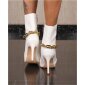 Damen Stiefeletten aus Leder-Imitat mit Kette Weiß