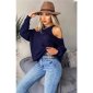 Eleganter Damen Cold-Shoulder Strickpullover Marine