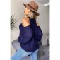 Eleganter Damen Cold-Shoulder Strickpullover Marine