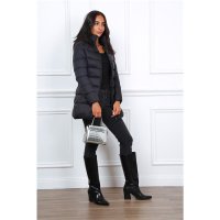 Light quilted womens jacket with hood black UK 8 (S)