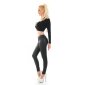 Gefütterte Damen Thermo Skinny Jeans in Leder-Look Schwarz