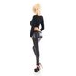 Sexy Damen Kunstleder Leggings mit Schnürungen Schwarz