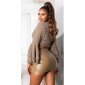 Sexy skinny womens mini skirt in leather look beige