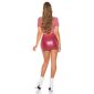 Bauchfreies Damen Crop Top mit Kragen und Knopfleiste Rot