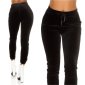Trendige Damen Lounge Hose Sporthose aus Samt Schwarz