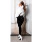 Trendige Damen Lounge Hose Sporthose aus Samt Schwarz