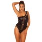 Sexy Damen Wetlook Clubwear Body mit Schnürungen Schwarz Einheitsgröße (34,36,38)