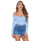 Womens rib-knit jumper with V-neck baby blue
