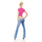 Damen Used-Look Bootcut Jeans inkl. Stretch-Gürtel Blau