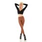 Lined womens thermo faux leather leggings high waist brown