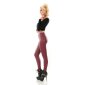 Gefütterte Damen Highwaist Thermo Leggings Lederimitat Bordeaux
