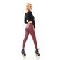 Gefütterte Damen Highwaist Thermo Leggings Lederimitat Bordeaux