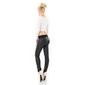 Sexy womens skinny jeans in leather look incl. belt black UK 12 (M)