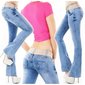 Damen Used-Look Bootcut Jeans inkl. Stretch-Gürtel Blau 36 (S)