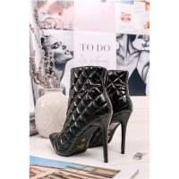 Stitched womens faux leather ankle boots high heels black
