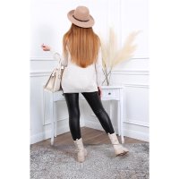 Womens oversized turtleneck sweater cable-knit beige