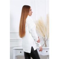 Womens oversized turtleneck sweater cable-knit white